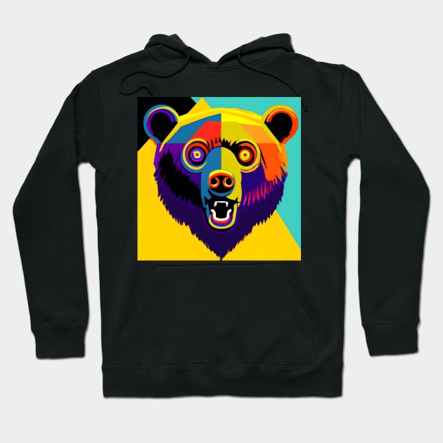 Pop Art Bear Face Hoodie by Chance Two Designs